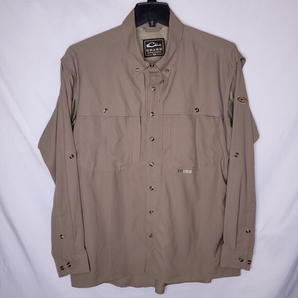 Drake Waterfowl Shirt Mens Medium Green Wingshooter Vented - Picture 1 of 11